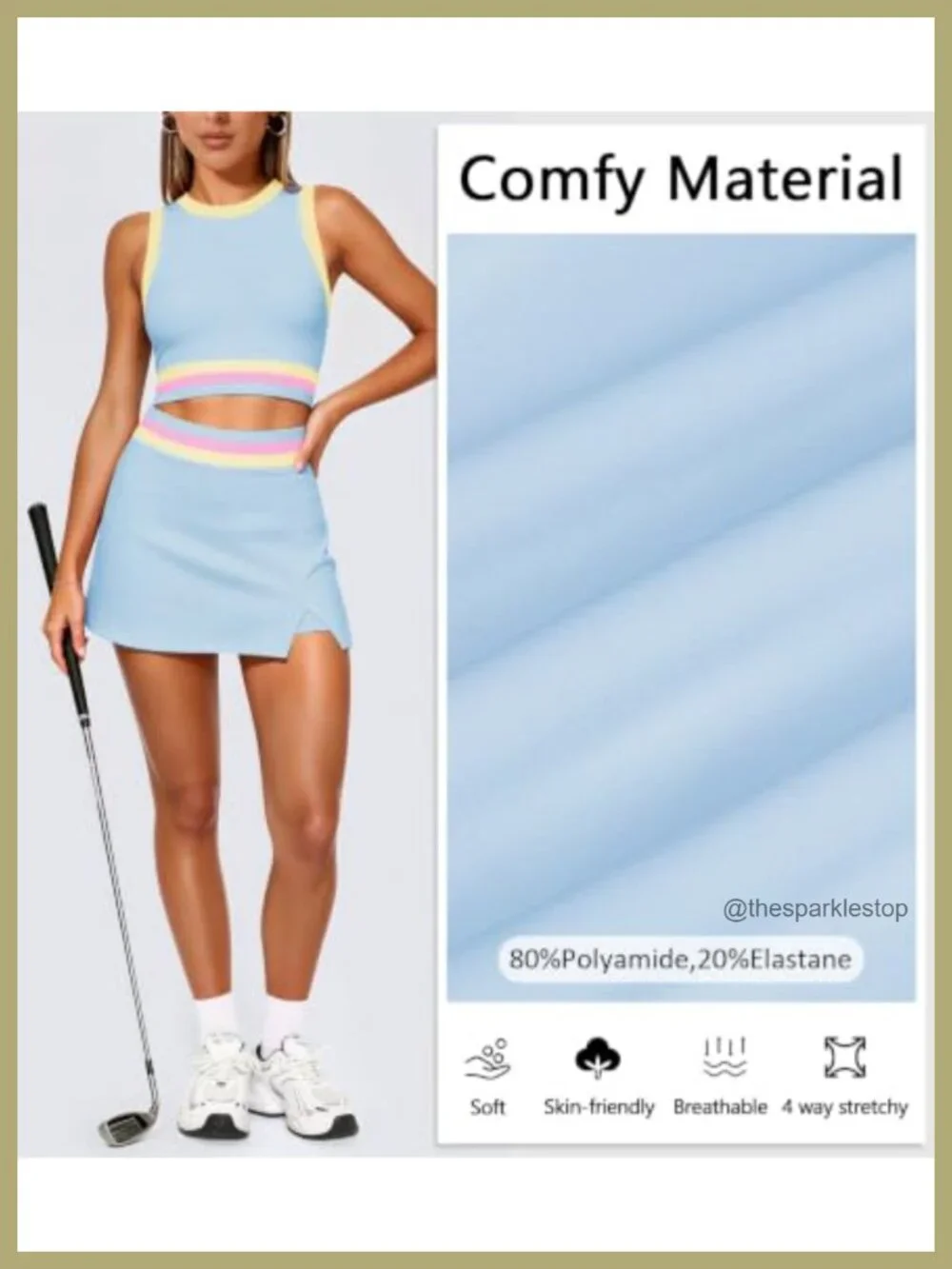 Women's 2 Piece Tennis Skirt Set with Built-in Shorts and Pockets, Sleeveless